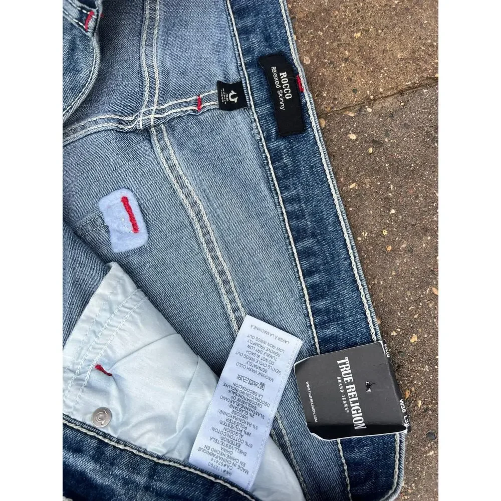 NWT Men's True Religion Rocco Moto relaxed skinny jeans size 36x32 - Picture 5 of 6